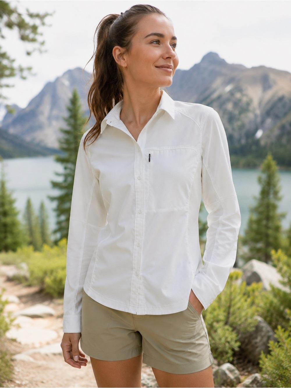 Columbia White Omni-Shade Sun Protection Shirt outdoor hiking vacation